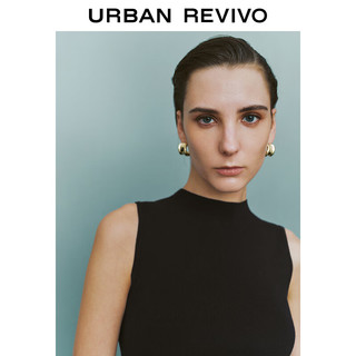 URBAN REVIVO 女士圆领修身无袖针织背心 UWG940174 正黑 S