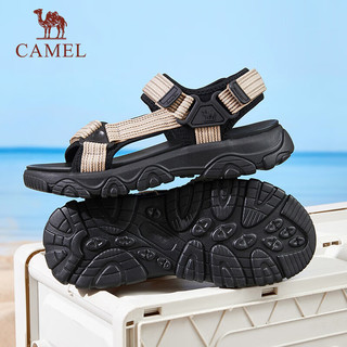 骆驼（CAMEL）男士户外运动增高凉鞋休闲沙滩鞋 G14M547605 黑/米 38 