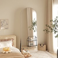 小匠材镜子全身穿衣镜家用卧室落地镜挂墙壁挂试衣镜加厚款白50*160 【暮雪银♥高清成像】