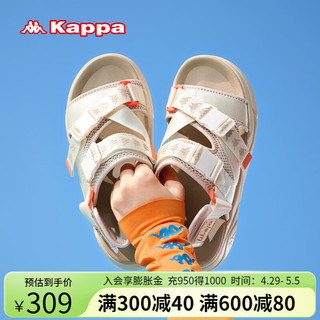 KAPPA卡帕女鞋运动凉拖鞋子女2024夏季休闲防滑沙滩鞋户外耐磨凉鞋 米黄色 35