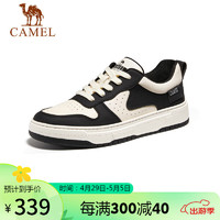 骆驼（CAMEL）时尚撞色休闲板鞋复古百搭厚底男士运动鞋 G13S187110 米白/黑 42