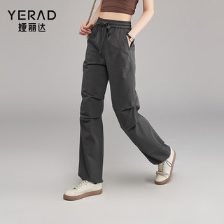 娅丽达（YERAD）减龄牛仔裤阔腿裤女夏薄款裤子2024宽松美式工装裤 灰色(H0) L