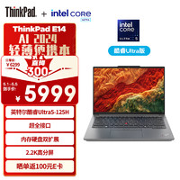 ThinkPad 思考本 E14 2024 14英寸轻薄便携联想笔记本电脑酷睿Ultra5 125H  16G 1TB 2.2K 商务办公本 银色 AI PC