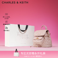 CHARLES & KEITH CHARLES&KEITH24;春季菱格大容量柔软多用背包包女包双肩包女士CK2-60151400 粉红色Pink S