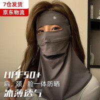 WODONBLE 雾敦堡 护颈全脸防晒面罩女防晒口罩防紫外线轻薄冰丝脸基尼护眼角开车 深黛灰