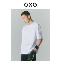 GXG奥莱 多色多款简约休闲宽松圆领短袖T恤男士合集 2024年夏季 白色艺术线条T恤GD1440618D 180/XL