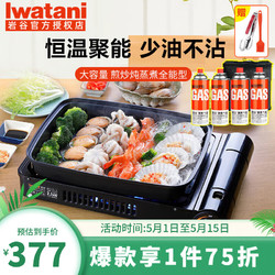 Iwatani 岩谷 户外卡式炉便携式煎烤炉烤盘ZGHP-B+4瓶气+气包+刷子夹子