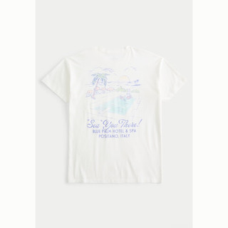 HOLLISTER24春夏棉质美式风宽松图案圆领短袖T恤 女 358377-1 白色 S (165/88A)