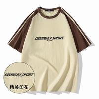 Deerway 德尔惠 2024年纯棉运动短袖T恤夏季男式休闲透气时尚百搭圆领上衣男