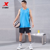 XTEP 特步 男子篮球服套装舒适透气运动服休闲跑步两件套短裤无袖套装