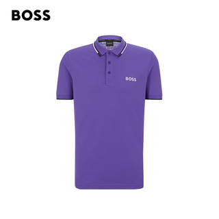 BOSS（服装） BOSS男士年春夏撞色饰边徽标棉质混纺短袖Polo衫 502-深紫色 EU:XL
