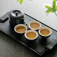 陆宝 官方茶具旋纹旅行壶茶组一壶两杯黑白色茶礼德国红点设计奖