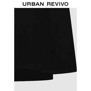 URBAN REVIVO 夏季女撞色修身针织连衣裙 UWG940192 正黑 M