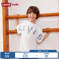 Levi's 李维斯 童装24夏季男童凉感短袖T恤儿童腰果花logo上衣 明亮白 160/80(XL)