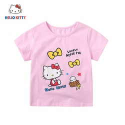 Hello Kitty 凯蒂猫 童装女童洋气夏季新款薄款圆领T恤卡通休闲短袖