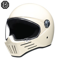 ORZ 复古摩托车头盔男女巡航全盔幽灵骑士个性四季可装蓝牙3C认证 乳白色（3C款） M