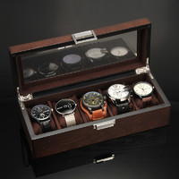 俪丽手表盒子复古手表盒收纳盒简约木质家用五表位便携式机械表盒