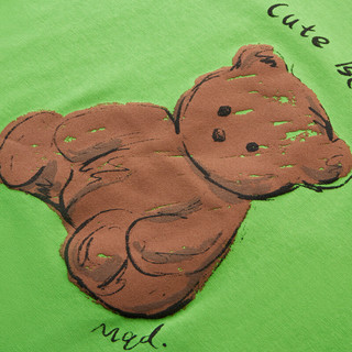 马骑顿（MQD）MQD男大童24夏潮酷休闲卡通小熊短袖T恤 草绿 110cm
