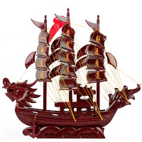 雅轩斋 红木仿古工艺品 实木质一帆风顺帆船摆件60cm 木头龙舟船模型