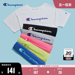 Champion 冠军短袖t恤女多巴胺2024夏季宽松潮流短款字母印花上衣