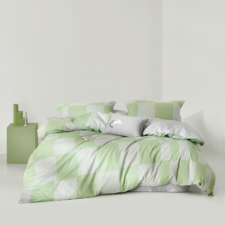纯棉三/四件套 全棉学生青年床单床上用品套件 “闪闪”的白日梦境-绿色 220*250cm