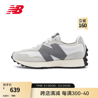 new balance NB 官方23新款男鞋女鞋327系列复古休闲运动鞋 白色/灰色 MS327WE 38(脚长23.5cm)