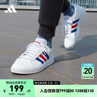 adidas 阿迪达斯 GRAND COURT休闲网球文化板鞋小白鞋男阿迪达斯官方轻运动 白/蓝/红 42(260mm)