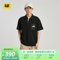 CAT卡特24春夏男户外山系图案衬衫领设计POLOT恤 黑色 XL