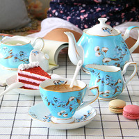 品来运 欧式茶具套装创意骨瓷咖啡杯家用陶瓷红茶杯英式红茶杯整套带茶盘 向往的生活8件