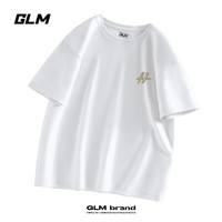 GLM 纯棉短袖T恤男夏季潮流百搭宽松男士半截袖简约白色潮流学生衣服