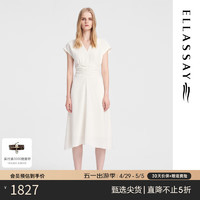 歌力思（ELLASSAY）2024春夏桑蚕丝气质收腰显瘦法式连衣裙女EWB352Y04100 珠光白 S