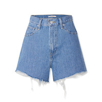 Levi's 李维斯 女士时尚复古高腰直筒条纹牛仔短裤 A1965-0034 蓝白条纹 24