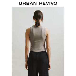 URBAN REVIVO 夏季女无袖圆领修身背心 UWH440038 石色 XS