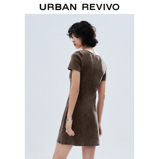 URBAN REVIVO 女士美式复古氛围感修身显瘦连衣裙 UWV740043 咖啡色 XS