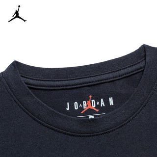 NIKE JORDAN 耐克AJ童装男童纯棉短袖T恤2024夏季儿童针织短T上衣 正黑色 160(L)