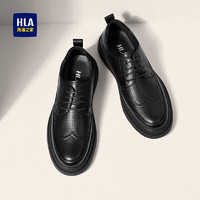 HLA 海澜之家 皮鞋男士复古雕花透气商务皮鞋HAAPXM3ACV0174 黑色冲孔款41