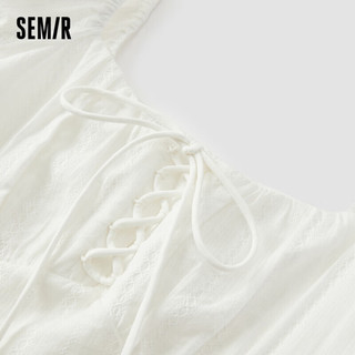 森马（Semir）连衣裙女设计感绑带木耳边法式方领短裙宫廷风107423114048 本白10101 M