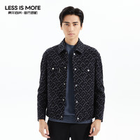利郎轻时尚男装【立体字母提花】秋冬毛呢大衣男充绒保暖羽绒外套 黑灰 170