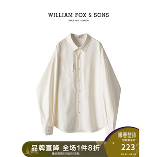 William fox&sons威廉福克斯不规则口袋天丝面料宽松舒适垂感易打理男士长袖衬衫男 米色 M /48 170/M