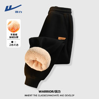 WARRIOR 回力 羊羔绒重磅黑色潮牌男士加绒束脚裤子冬季新款加厚保暖休闲裤