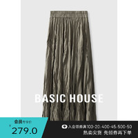 百家好（Basic House）时尚简约半身裙通勤百搭B0623H59712百褶裙 浅摩卡 S