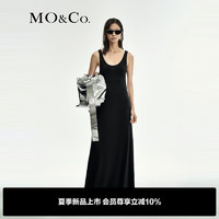 MO&Co.Reebok联名系列2024夏莫代尔背心长裙连衣裙MBD2DRS016 黑色 S/160