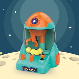 儿童太空火箭抓娃娃机玩具 太空抓球机4球-蓝色
