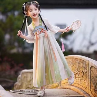 Tasidi-G  儿童古装襦裙中国风女孩超仙公主裙子短袖夏装 蝴蝶兔 110cm