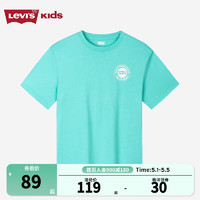 Levi's 李维斯 童装男童纯棉短袖T恤2024夏季吸湿透气儿童上衣 鹦鹉绿 160/76