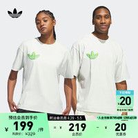 adidas 阿迪达斯 情侣款印花运动上衣短袖T恤男女夏季阿迪达斯官方三叶草 淡绿 3XL