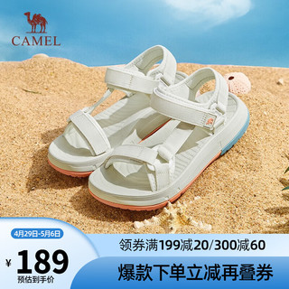CAMEL 骆驼 女鞋夏季新款百搭厚底运动凉鞋女增高休闲耐磨时尚沙滩鞋 L23M162099米色 36