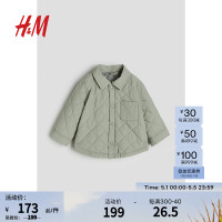 H&M童装棉服女婴宝宝2024春舒适轻薄绗缝衬衫式外套1124042 浅卡其绿 90/48 12-18M