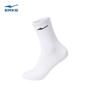 百亿补贴：ERKE 鸿星尔克 男士运动袜男生白色袜子平板中袜男袜篮球袜纯色白袜长袜