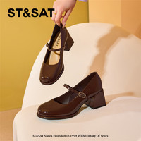 ST&SAT 星期六 爆款玛丽珍鞋女2024时尚新款英伦风浅口女鞋百搭气质高跟鞋
